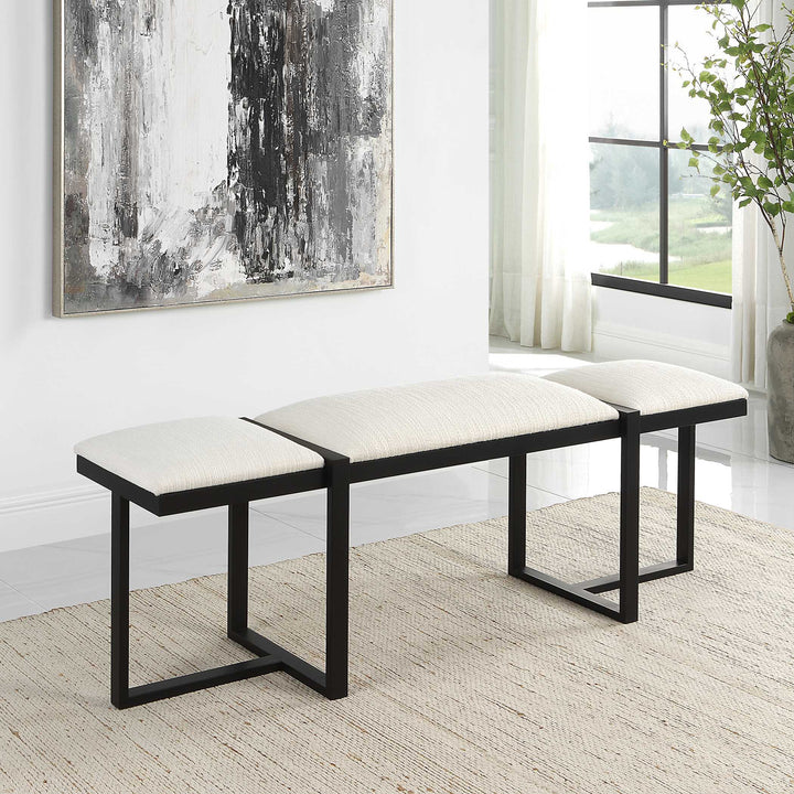 American Home Furniture Uttermost Triple Cloud Modern Upholstered Bench