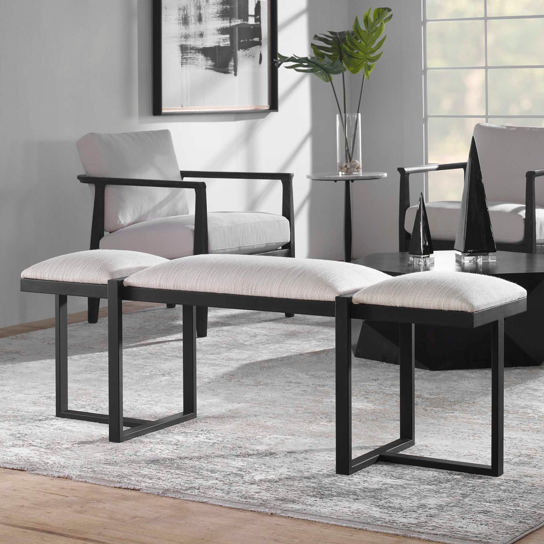 American Home Furniture Uttermost Triple Cloud Modern Upholstered Bench