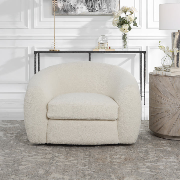 American Home Furniture Uttermost Capra Art Deco White Swivel Chair