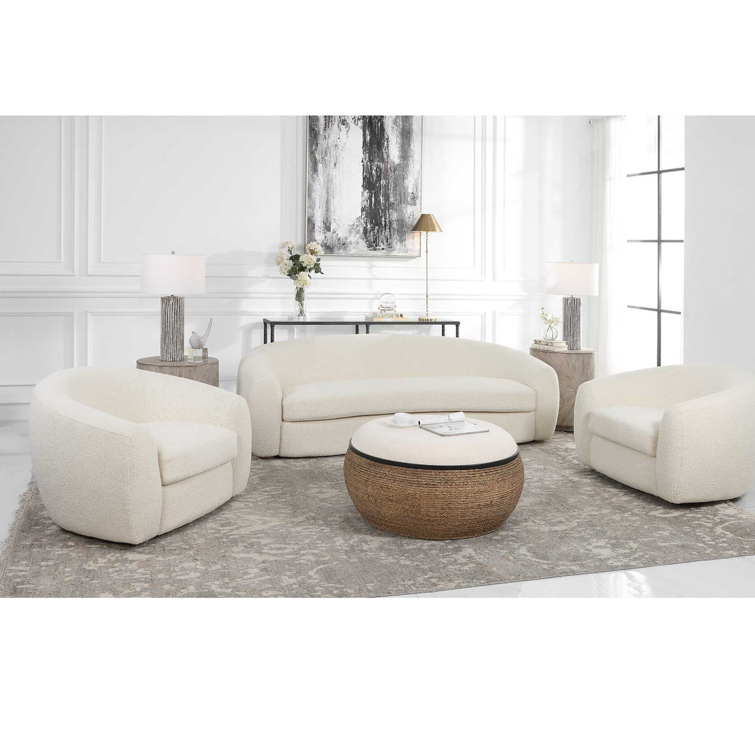 American Home Furniture Uttermost Capra Art Deco White Swivel Chair