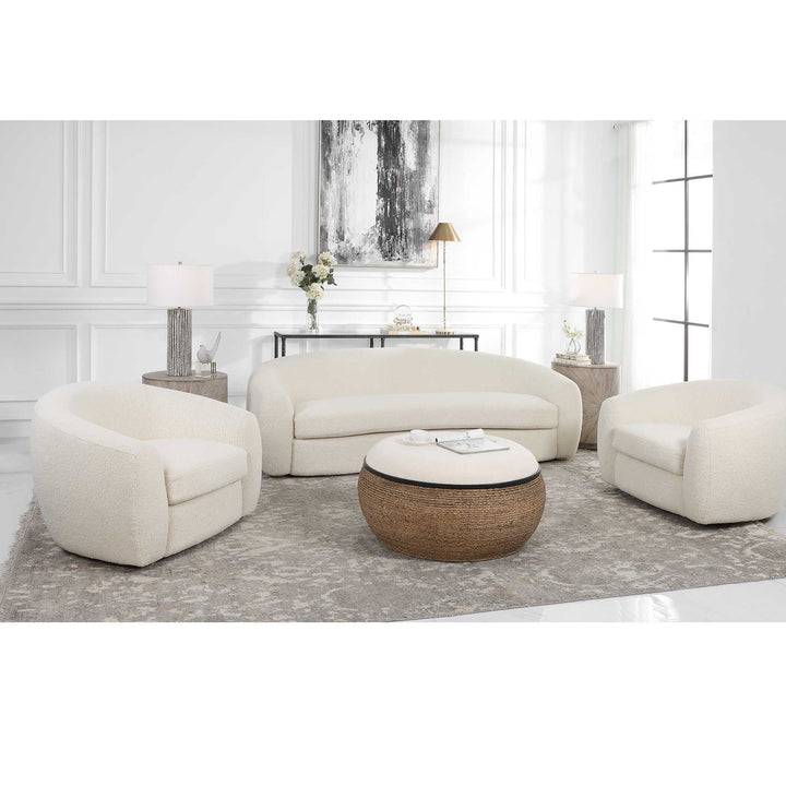 American Home Furniture Uttermost Capra Art Deco White Swivel Chair