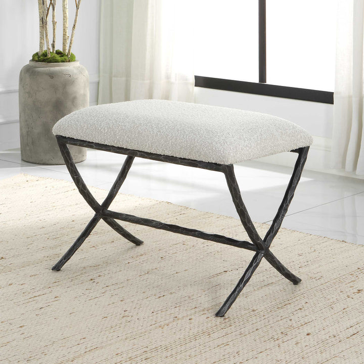 American Home Furniture Uttermost Brisby Gray Fabric Small Bench