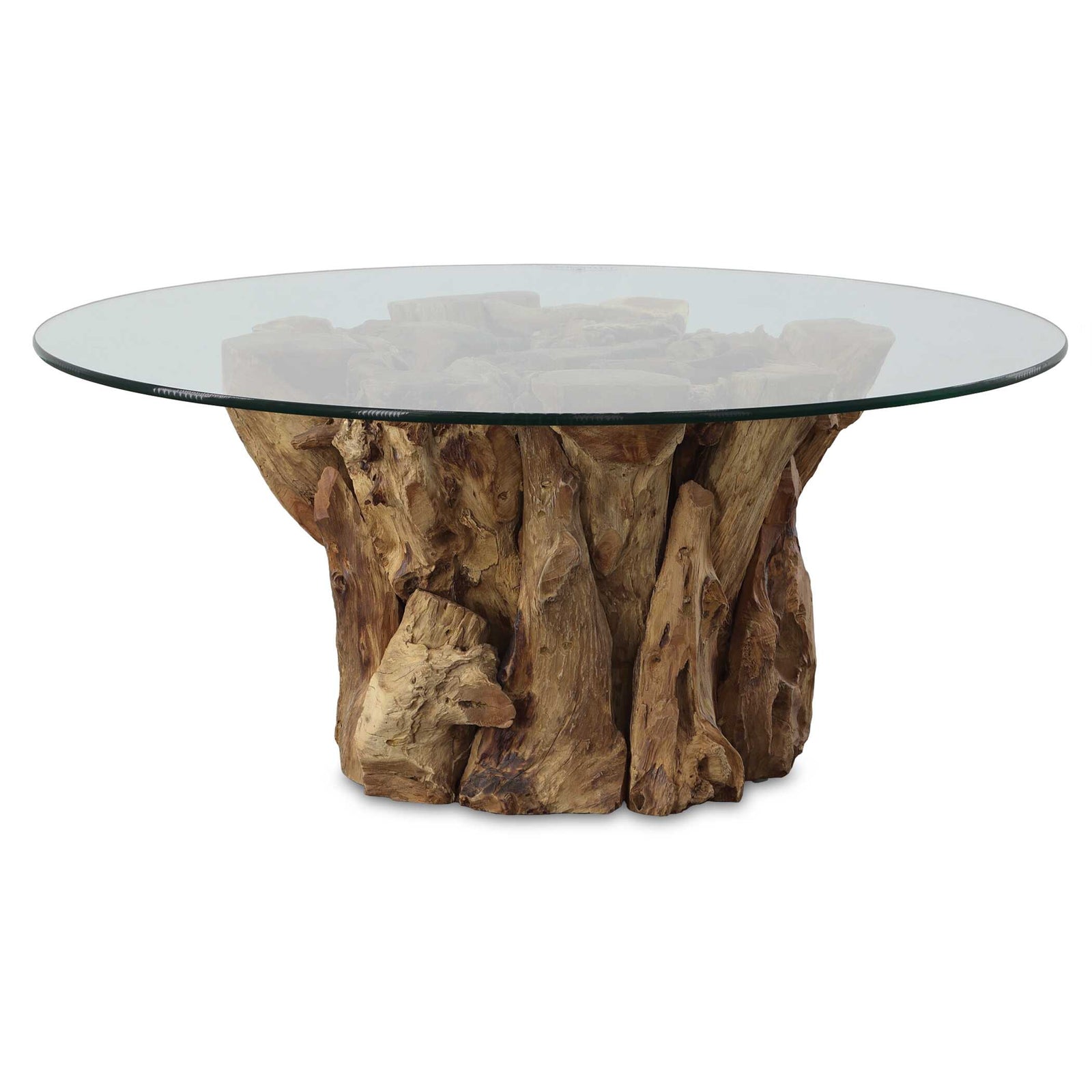 American Home Furniture Uttermost Driftwood Glass Top Large Coffee Table