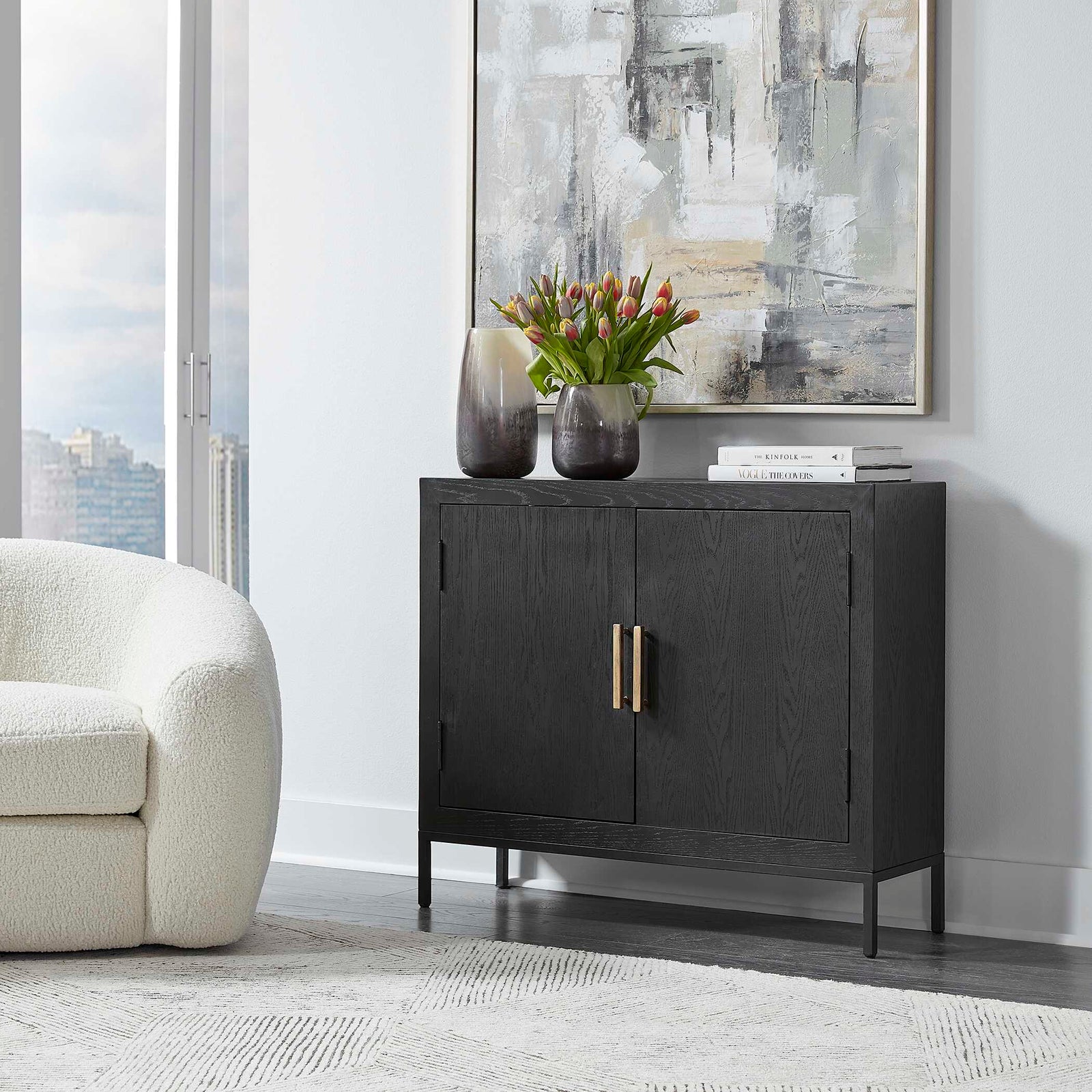 American Home Furniture Uttermost Front Range Dark Oak 2 Door Cabinet