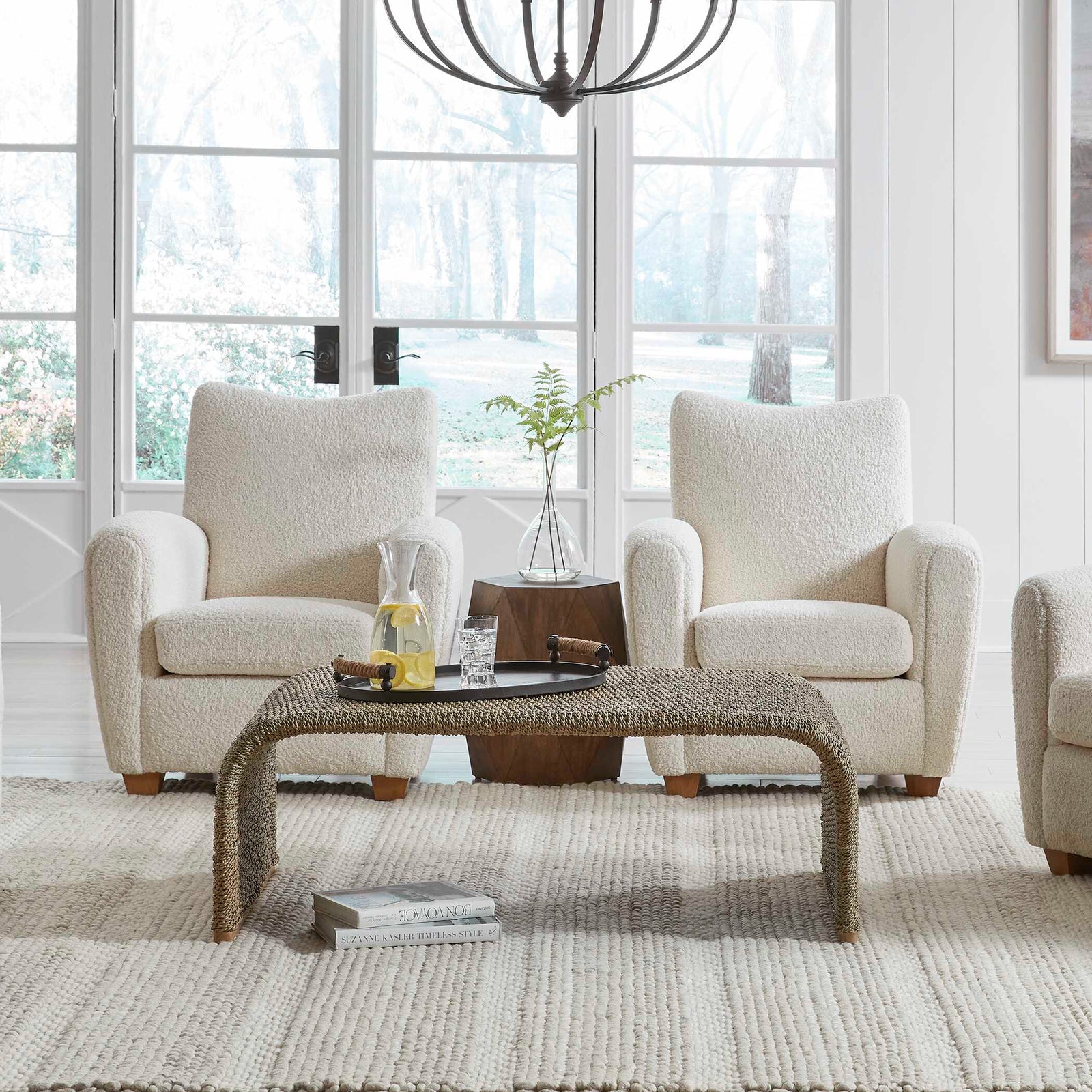 American Home Furniture Uttermost Calabria Woven Seagrass Coffee Table