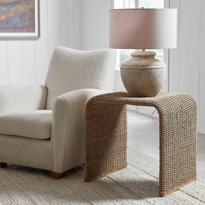 American Home Furniture Uttermost Calabria Woven Seagrass End Table
