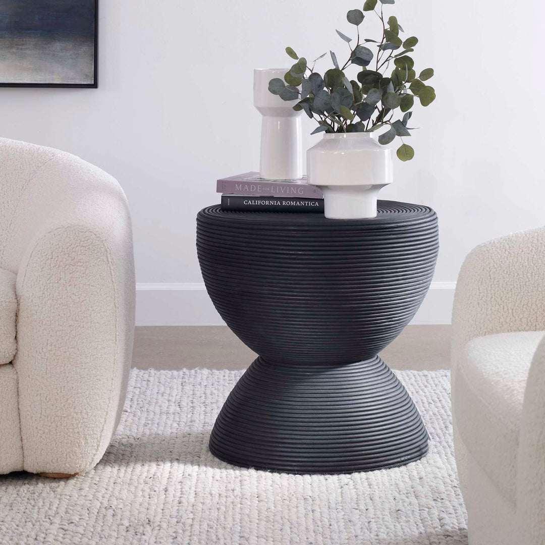 American Home Furniture Uttermost Bongo Black Rattan Side Table