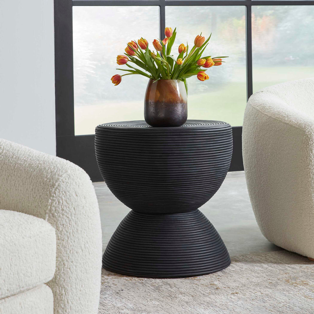 American Home Furniture Uttermost Bongo Black Rattan Side Table