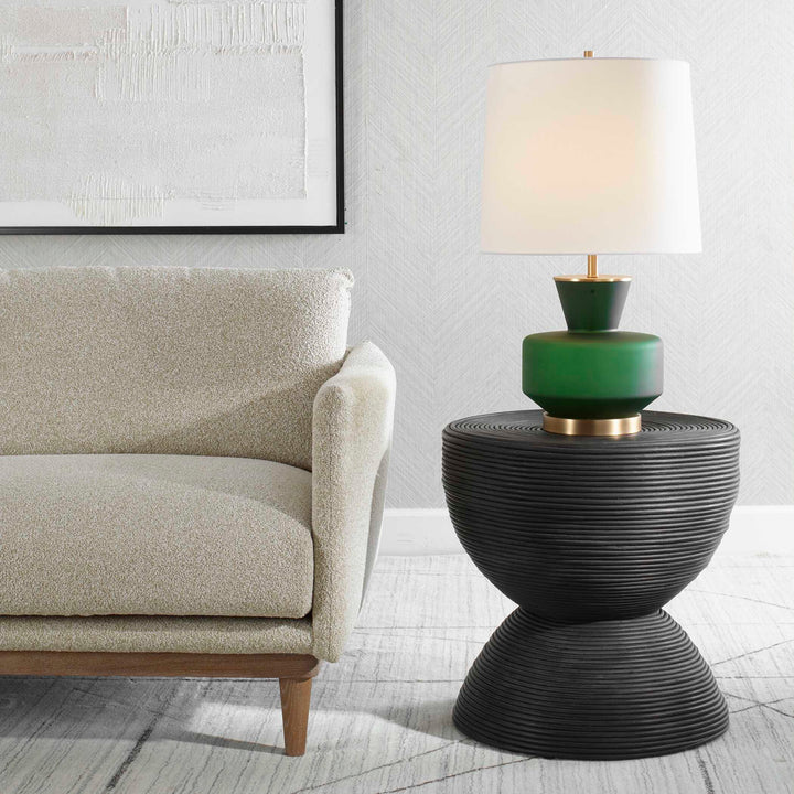 American Home Furniture Uttermost Bongo Black Rattan Side Table