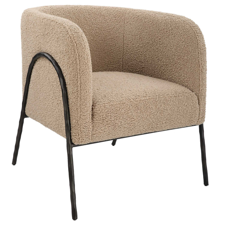 American Home Furniture Uttermost Jacobsen Tan Shearling Barrel Chair