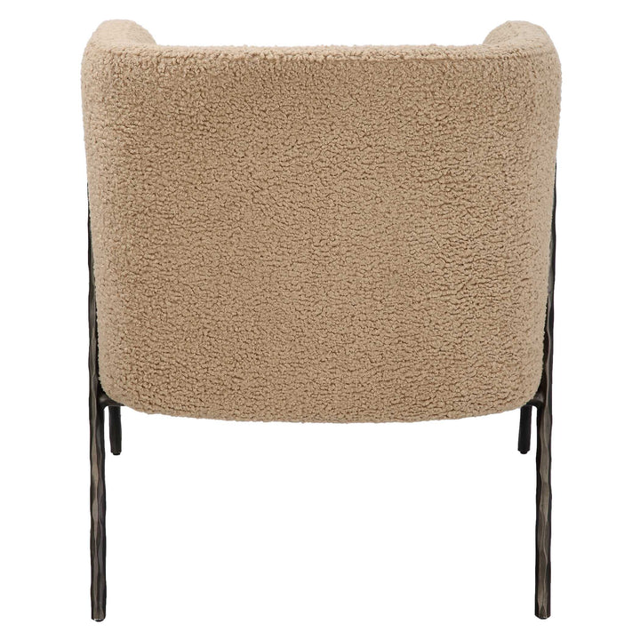 American Home Furniture Uttermost Jacobsen Tan Shearling Barrel Chair