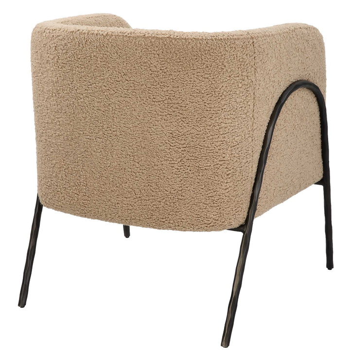 American Home Furniture Uttermost Jacobsen Tan Shearling Barrel Chair