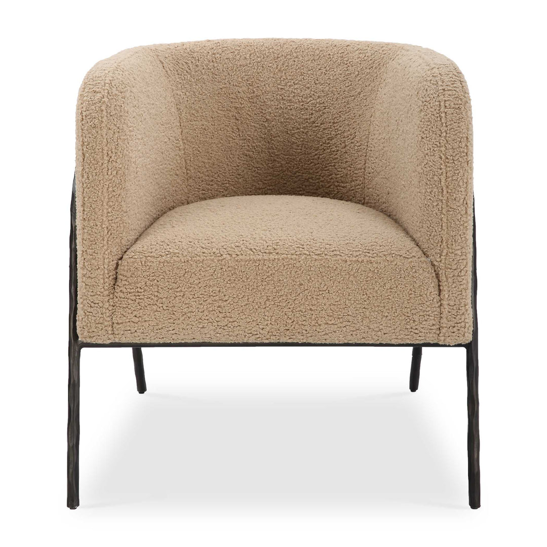 American Home Furniture Uttermost Jacobsen Tan Shearling Barrel Chair
