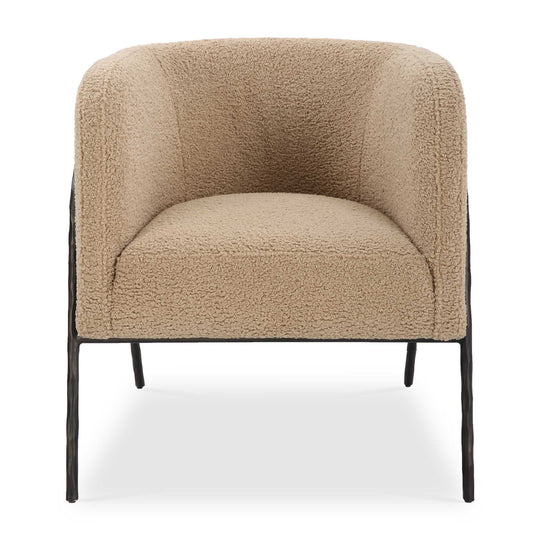 American Home Furniture Uttermost Jacobsen Tan Shearling Barrel Chair