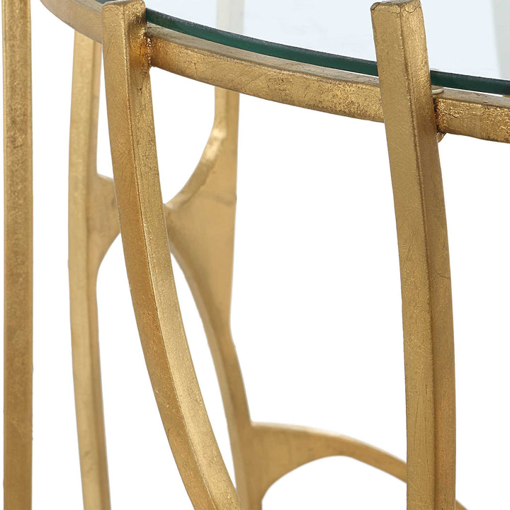 American Home Furniture Uttermost Ritual Round Gold Side Table
