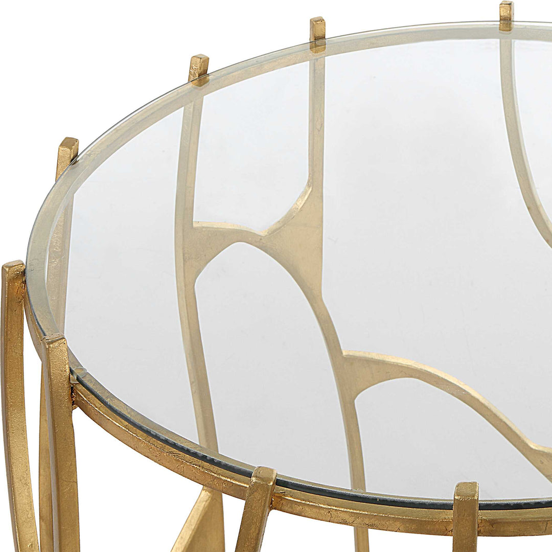 American Home Furniture Uttermost Ritual Round Gold Side Table