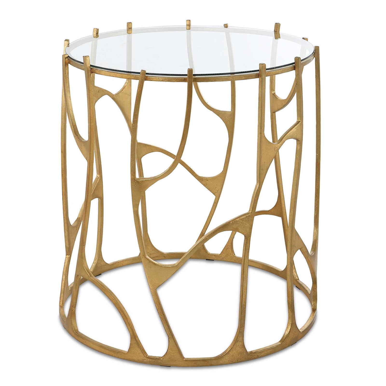 American Home Furniture Uttermost Ritual Round Gold Side Table