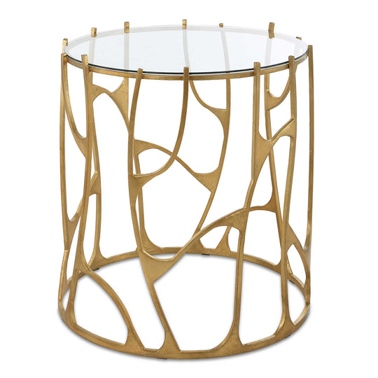 American Home Furniture Uttermost Ritual Round Gold Side Table