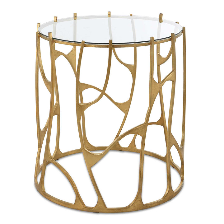 American Home Furniture Uttermost Ritual Round Gold Side Table