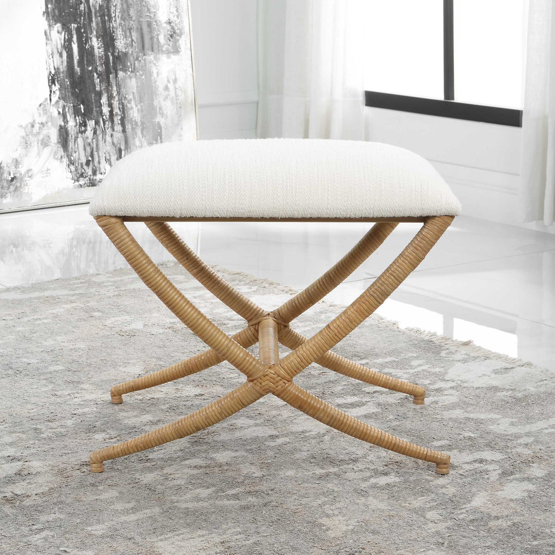American Home Furniture Uttermost Expedition White Fabric Small Bench