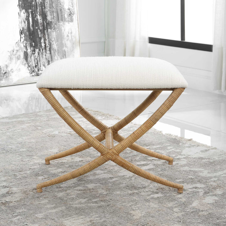 American Home Furniture Uttermost Expedition White Fabric Small Bench