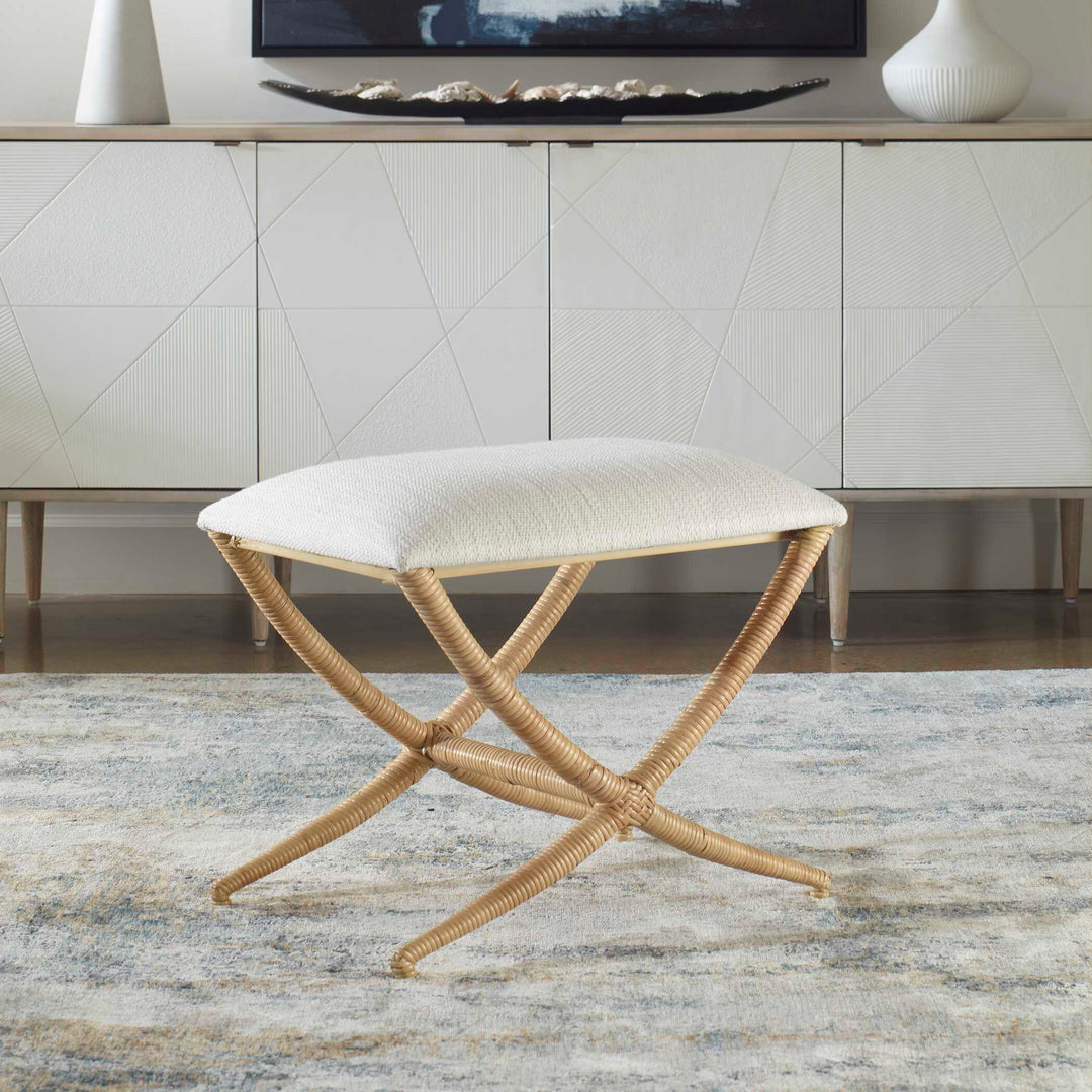 American Home Furniture Uttermost Expedition White Fabric Small Bench