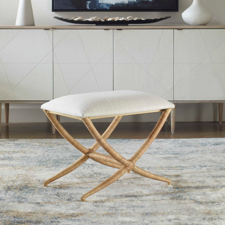 American Home Furniture Uttermost Expedition White Fabric Small Bench