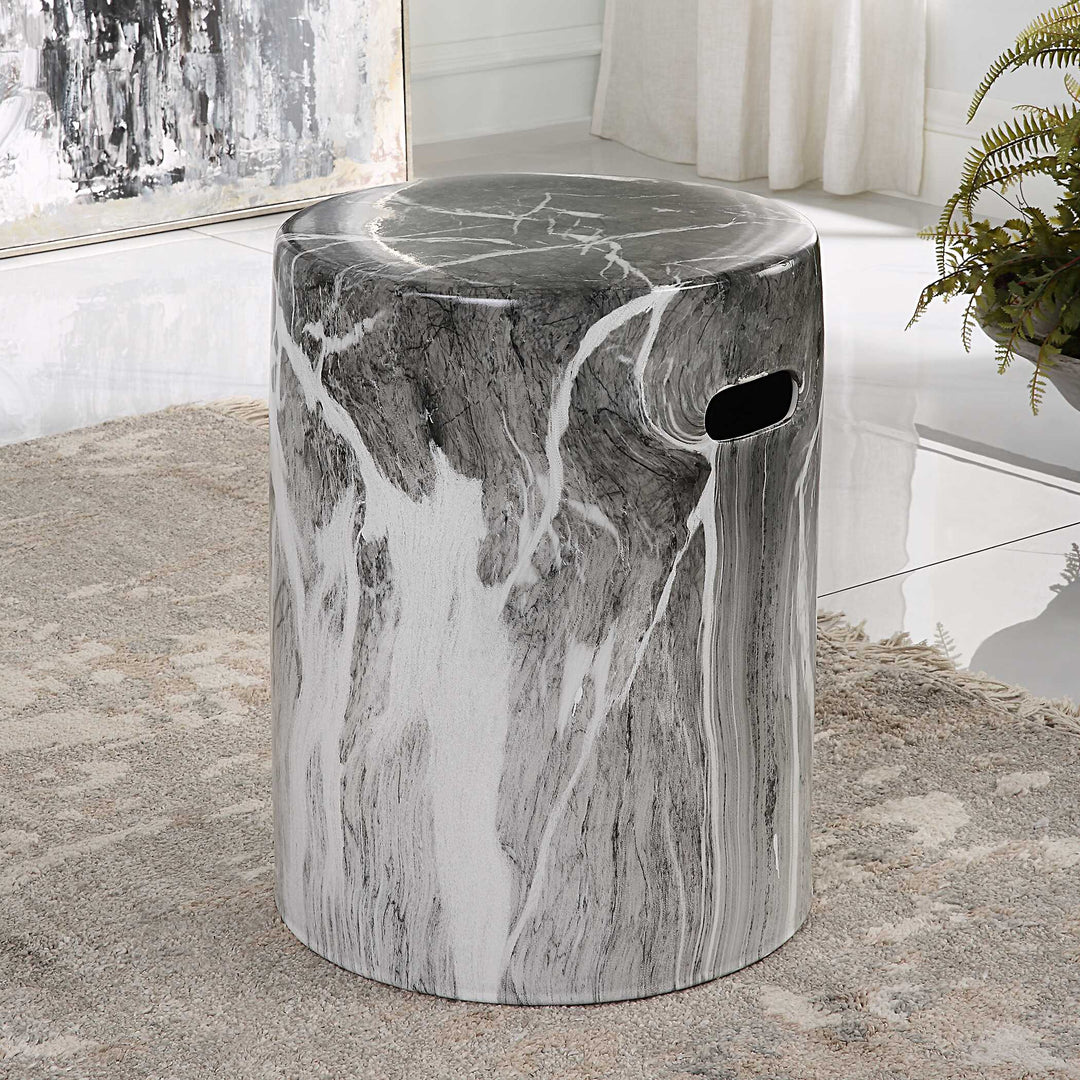 American Home Furniture Uttermost Marvel Marbled Garden Stool