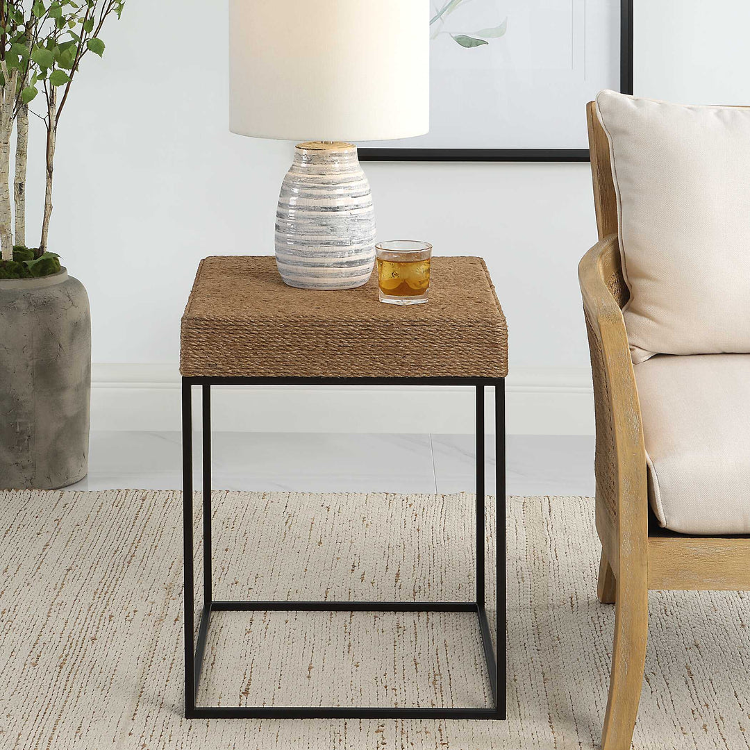 American Home Furniture Uttermost Laramie Rustic Rope Accent Table