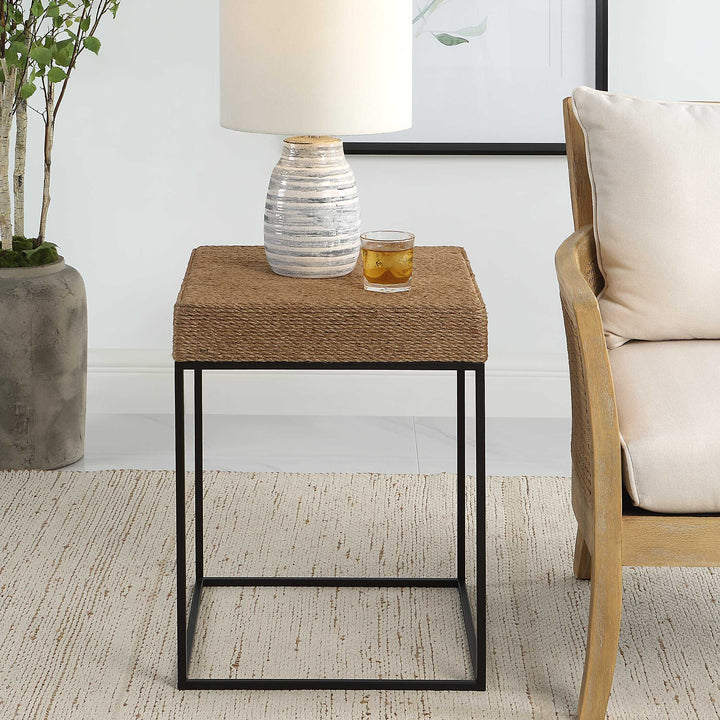 American Home Furniture Uttermost Laramie Rustic Rope Accent Table