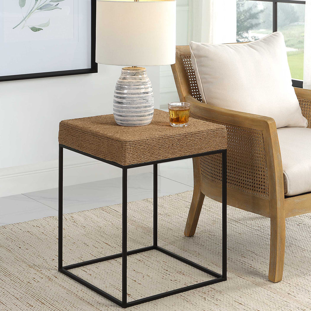 American Home Furniture Uttermost Laramie Rustic Rope Accent Table