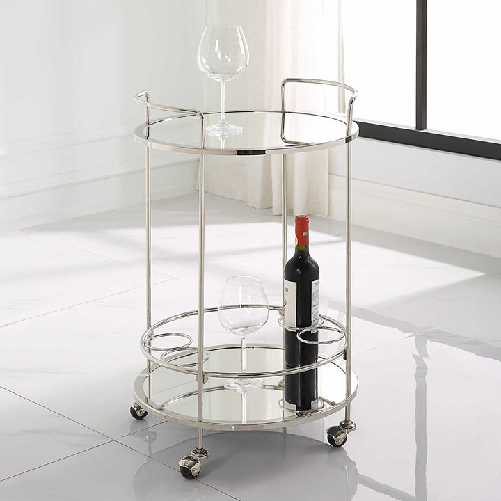 American Home Furniture Uttermost Spritz Chrome Bar Cart