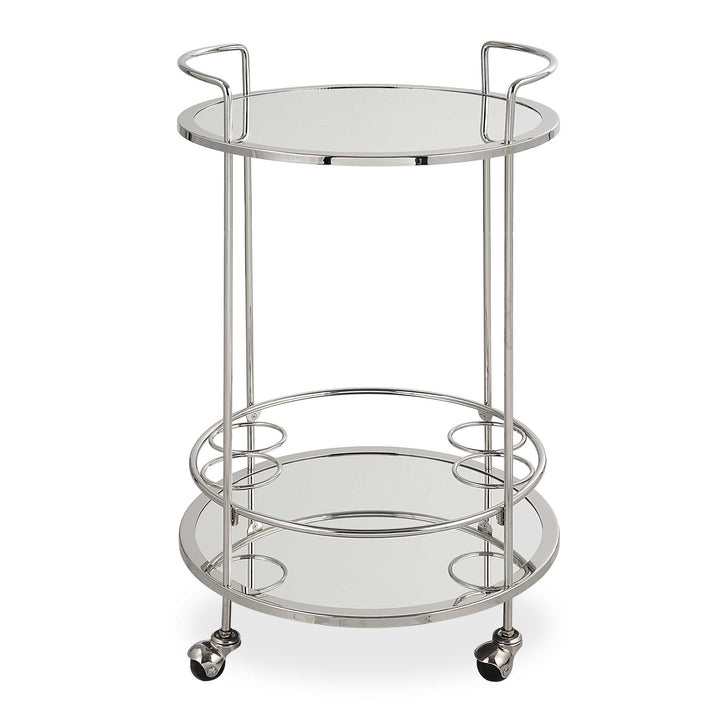 American Home Furniture Uttermost Spritz Chrome Bar Cart