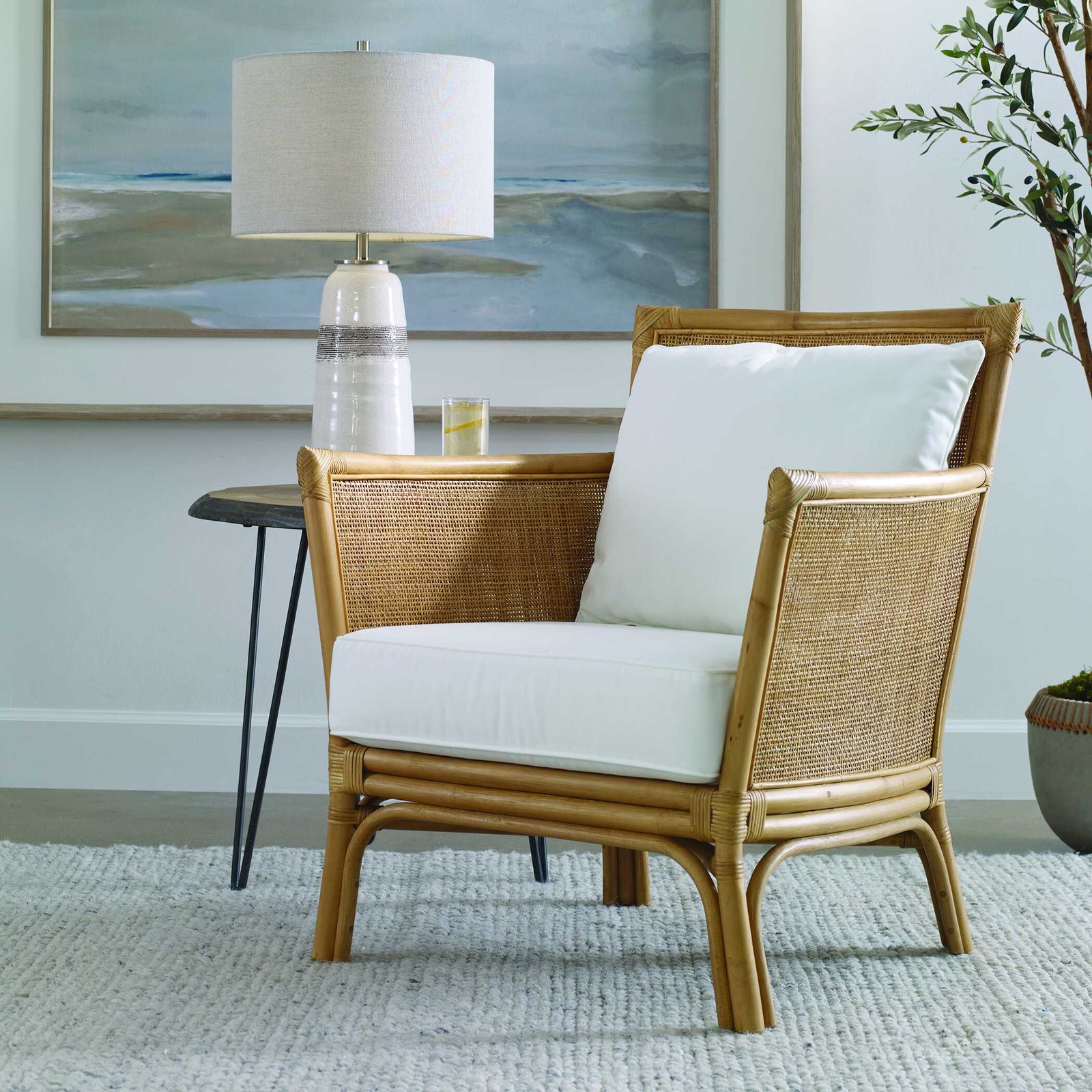 American Home Furniture Uttermost Pacific Rattan Armchair