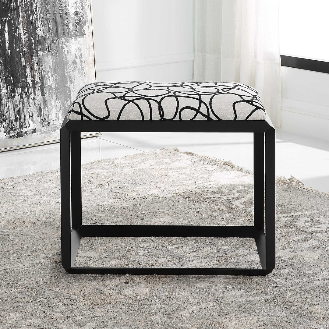 American Home Furniture Uttermost Curls Gray Small Bench