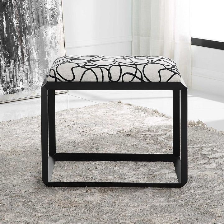 American Home Furniture Uttermost Curls Gray Small Bench