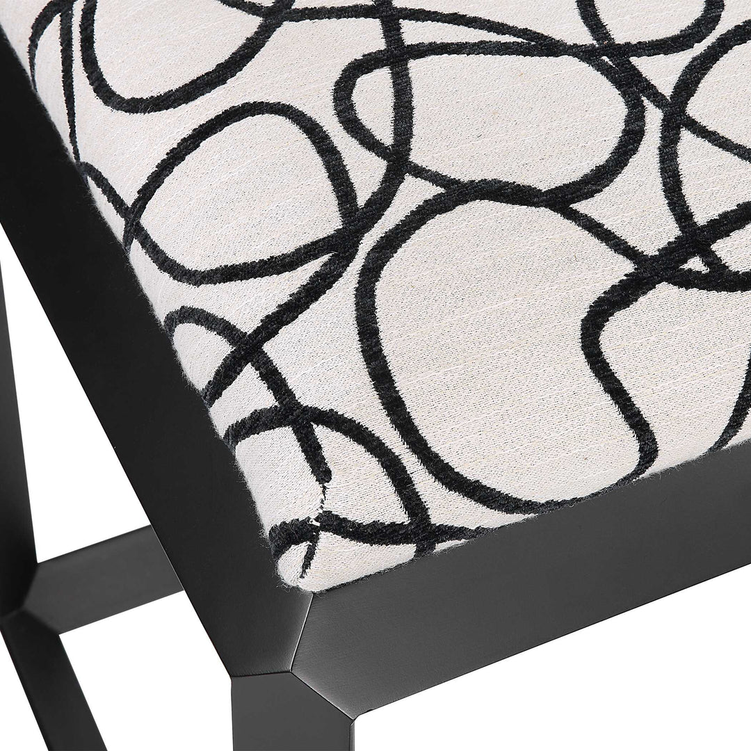 American Home Furniture Uttermost Curls Gray Small Bench