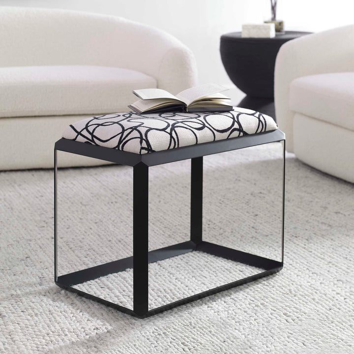 American Home Furniture Uttermost Curls Gray Small Bench
