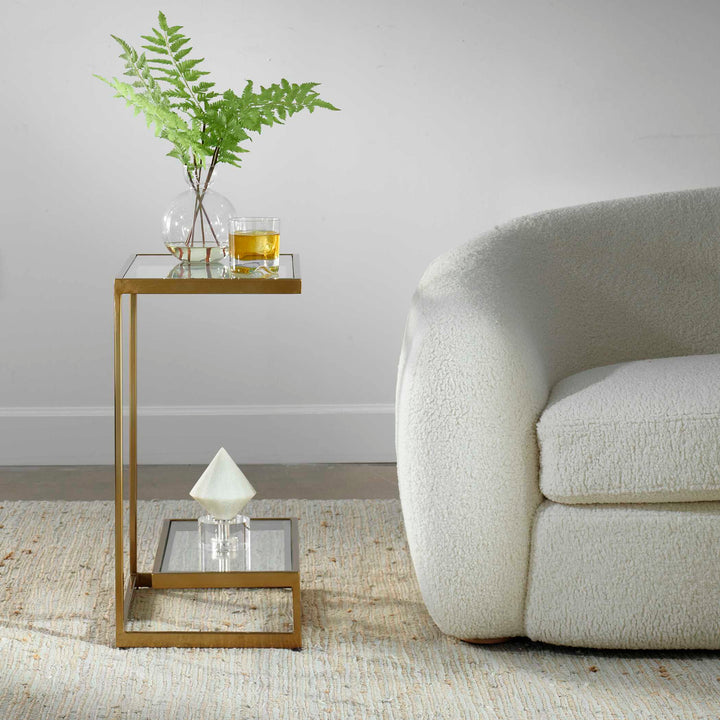 American Home Furniture Uttermost Musing Brushed Brass Accent Table