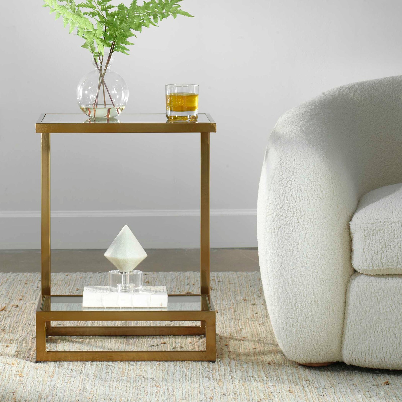 American Home Furniture Uttermost Musing Brushed Brass Accent Table