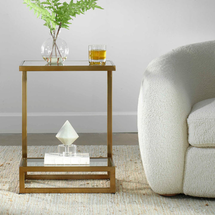 American Home Furniture Uttermost Musing Brushed Brass Accent Table