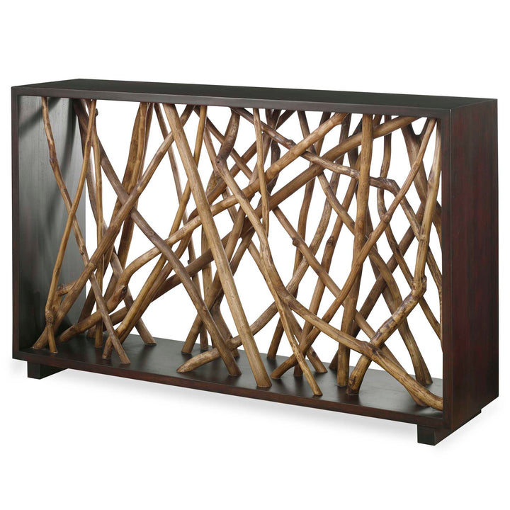 American Home Furniture Uttermost Teak Maze Console Table