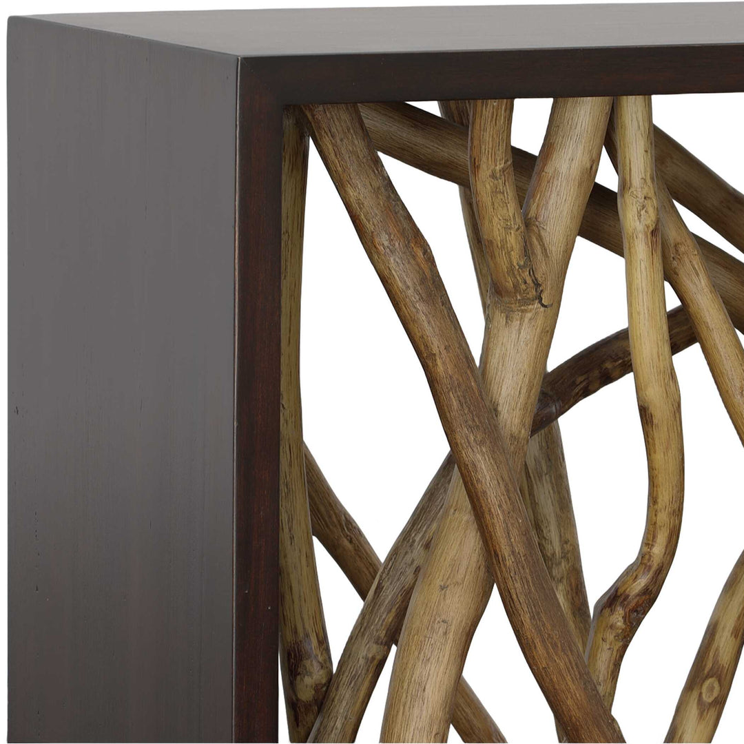 American Home Furniture Uttermost Teak Maze Console Table