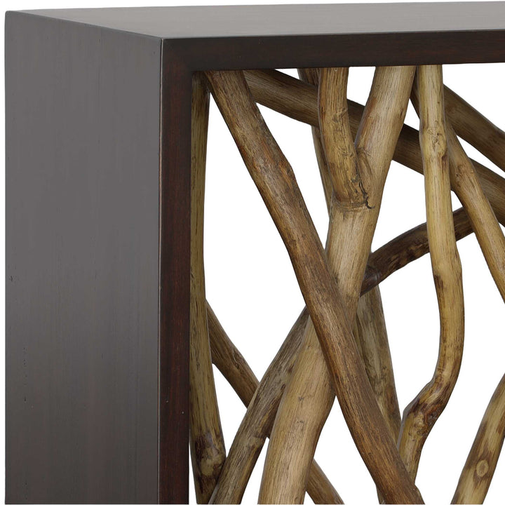 American Home Furniture Uttermost Teak Maze Console Table