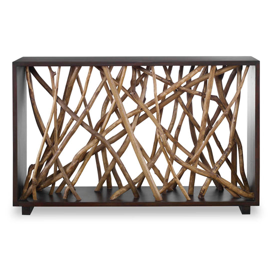 American Home Furniture Uttermost Teak Maze Console Table