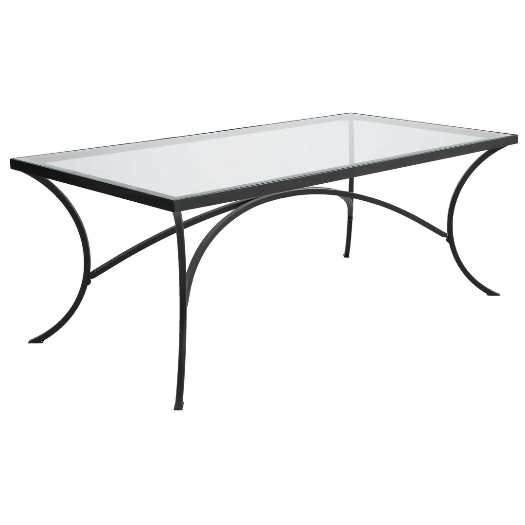 Alayna Black Metal & Glass Coffee Table - AmericanHomeFurniture