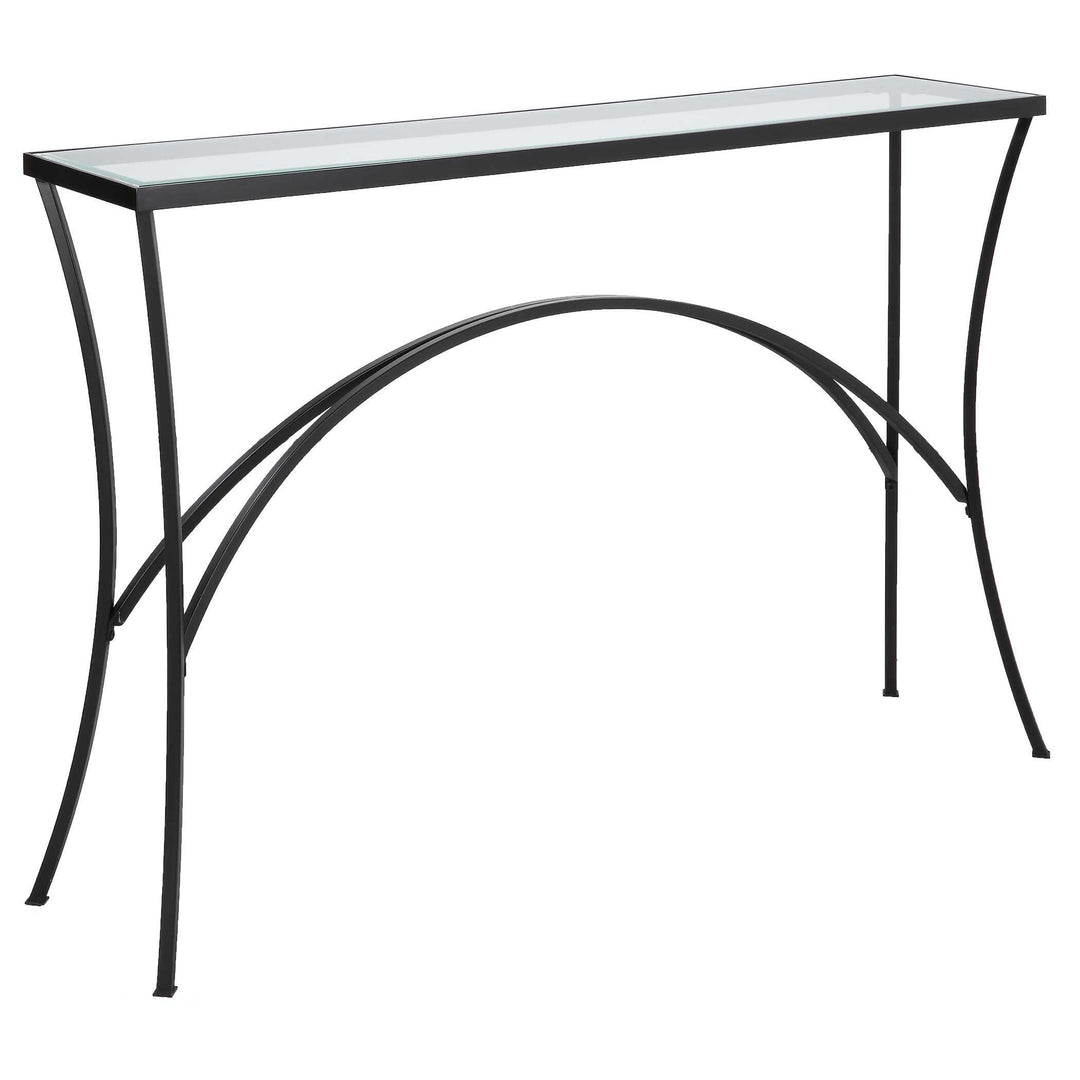 Alayna Black Metal & Glass Console Table - AmericanHomeFurniture