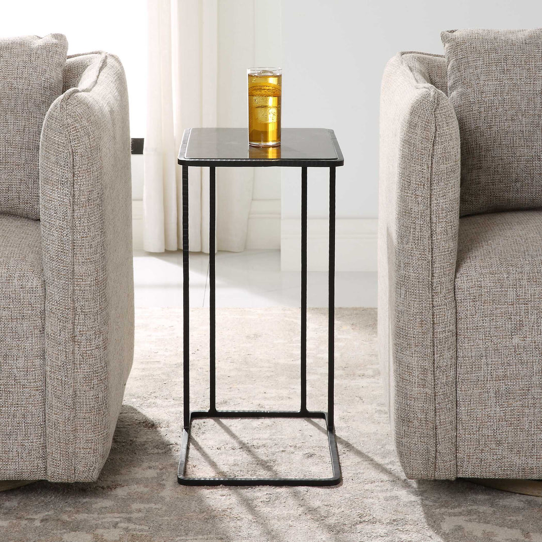 American Home Furniture Uttermost Cavern Stone & Iron Accent Table