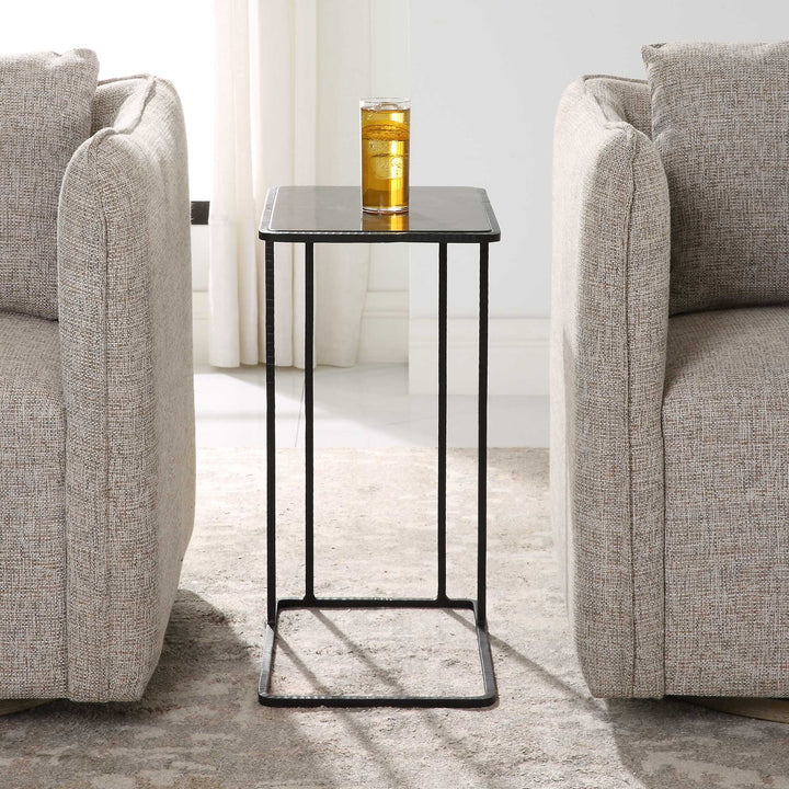 American Home Furniture Uttermost Cavern Stone & Iron Accent Table