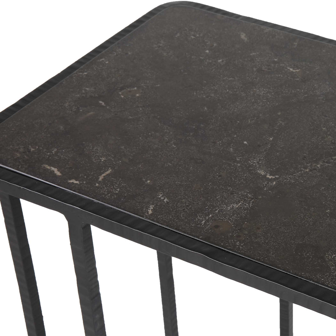 American Home Furniture Uttermost Cavern Stone & Iron Accent Table